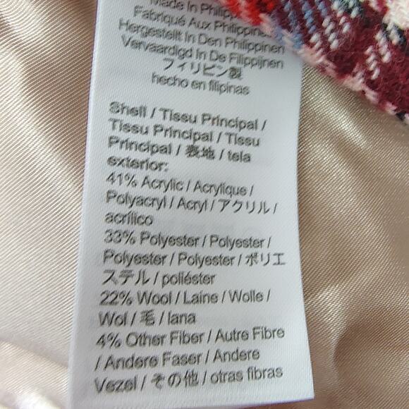 J. crew Alfie topcoat Ivory Red in Vintage Plaid Italian Wool Coat Size 14 - Picture 15 of 15